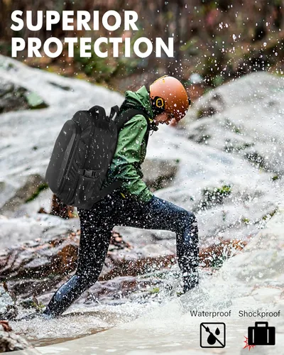 Miniatura 5 de PEKREWS Funda Mini 4 Pro, Mini 3/4 Pro Funda de transporte rígida impermeable, bolsa grande para drones para laptop de 15.6 pulgadas, mochila