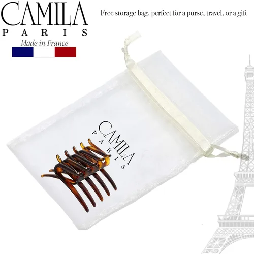 Miniatura 5 de Camila Paris CP3095 - Peine francés entrelazado de dos lados, beige, para cola de caballo o cabello, pinzas para el cabello de agarre fuerte