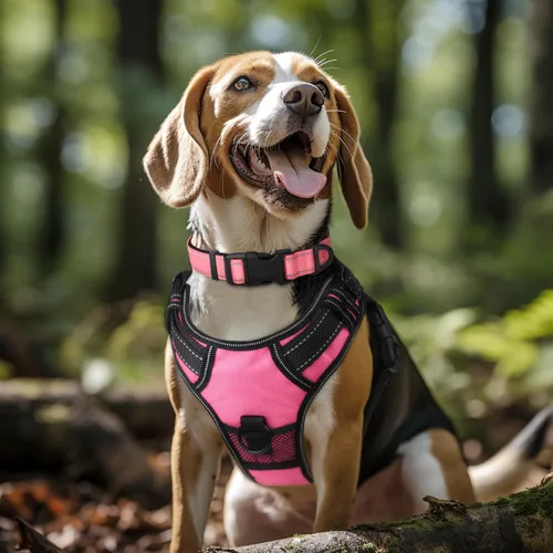 Miniatura 2 de Joytale - CCollar reflectante para perro, collar de nailon transpirable con acolchado de neopreno suave para mascotas, ajustable para perros Rosa