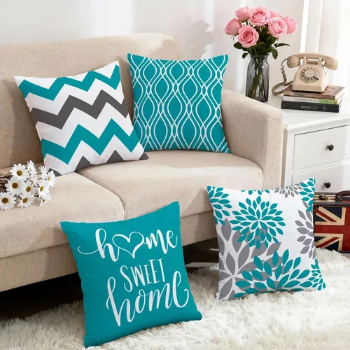 Miniatura 5 de Hexagram Juego de 4 fundas decorativas negras con diseño geométrico negro de 16 x 16 pulgadas, fundas decorativas para cojín de estilo bohemio