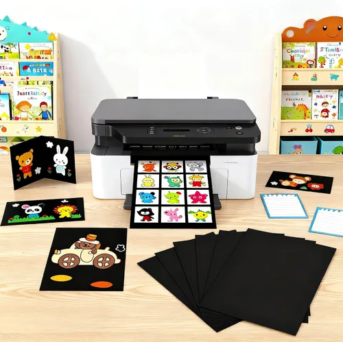 Miniatura 2 de 30 hojas de cartulina negra de 8.5 x 11 pulgadas, 67 lb/180 gsm, papel de cartulina de colores premium para fabricación de tarjetas para niños