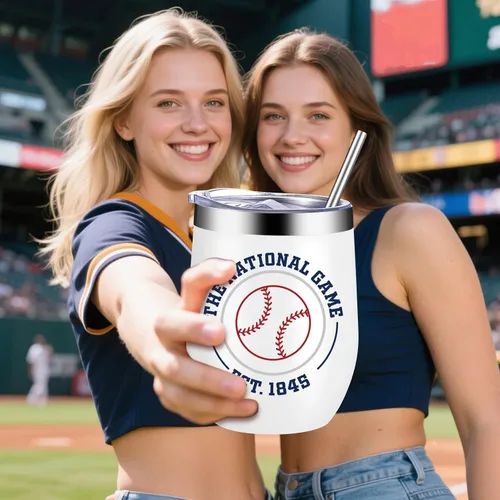 Miniatura 4 de Mifoci 4 vasos de béisbol de 12 onzas con aislamiento térmico de acero inoxidable con popote y tapa, taza de café de viaje para mujeres, hombres