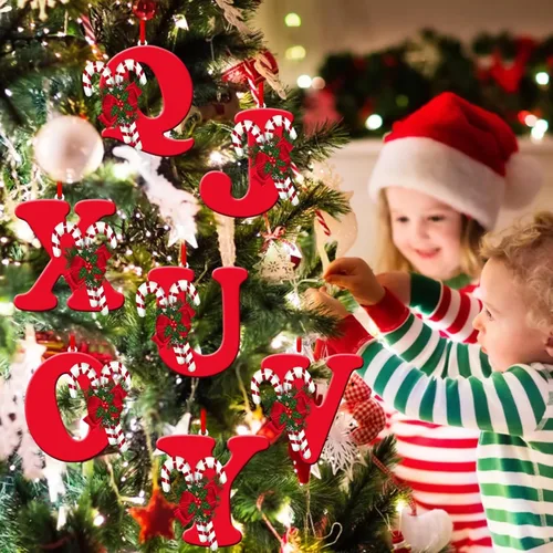 Miniatura 4 de Colgante de decoración para árbol de Navidad de 26 letras, adornos de árbol de Navidad, adornos de Navidad personalizados, decoración de Navidad