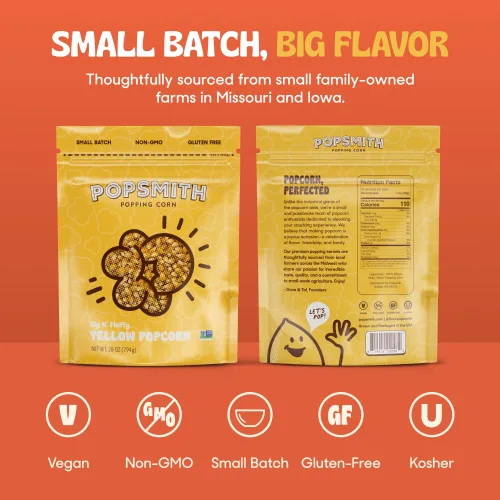 Miniatura 4 de Popsmith - Núcleos de palomitas de maíz amarillos de 28 onzas para hacer estallar - Cultivados en Estados Unidos, sin OMG, veganos y totalmente