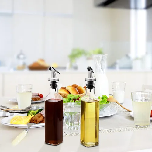 Miniatura 7 de Tebery Paquete de 12 boquillas de aceite de oliva para verter botellas de vino con 4 cepillos de limpieza, tapón dispensador de botellas de aceite