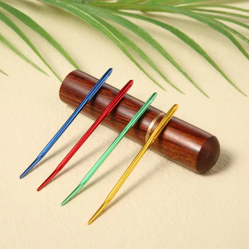 Miniatura 5 de Kit de 13 agujas de coser de ojo grande, agujas romas de ojo grande de acero inoxidable y agujas de tapiz dobladas, agujas de tejer a mano afiladas