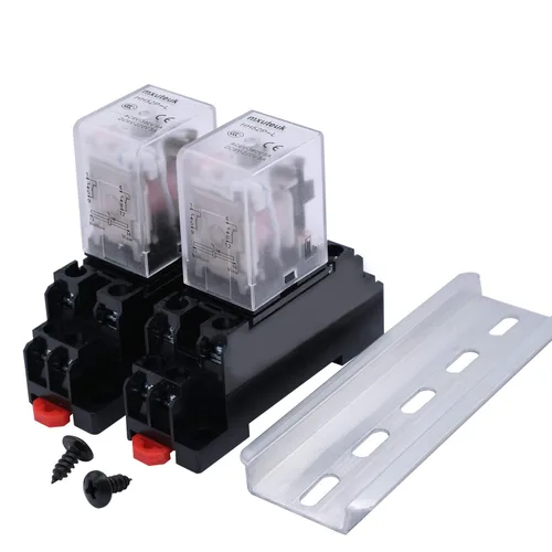 mxuteuk 2 unidades AC12V AC24V AC110V AC220V DC12V DC24V (puedes elegir) LED Indicador Electromagnético Bobina Relé de alimentación DPDT, con base