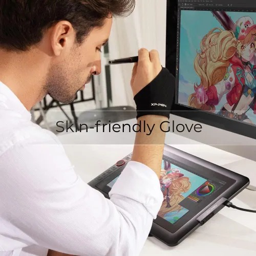 Miniatura 3 de XP-Pen, guante de lycra profesional, artista para monitor gráfico, tablet, dibujo, apto para mano izquierda o derecha (S/M/L, color negro), Licra