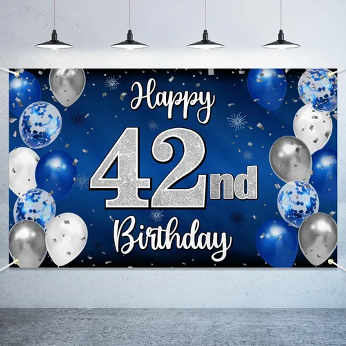 Miniatura 38 de Decoraciones de Feliz 11º Cumpleaños, Globo Azul y Plateado Grande Pancarta de Fondo de Cumpleaños, Brindemos por Once Años Suministros de Fiesta