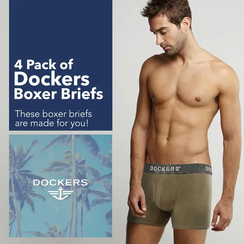 Miniatura 2 de Dockers Calzoncillos tipo bóxer elásticos de algodón para hombre, paquete de 4