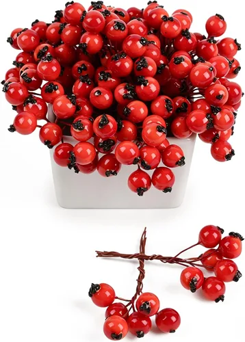 Miniatura 7 de Arándanos falsos Frutas artificiales de espuma de plástico, flores de seda falsas para Navidad, decoración del hogar, fiesta, boda, azul, 20