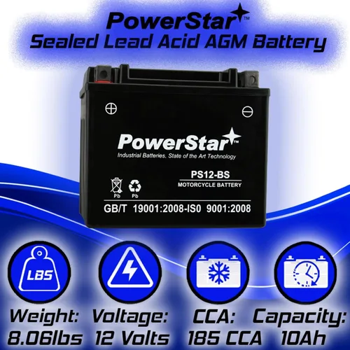 Miniatura 4 de PowerStar YTX12-BS Motorcycle Battery Compatible with Triumph Scrambler 2006 to 2007