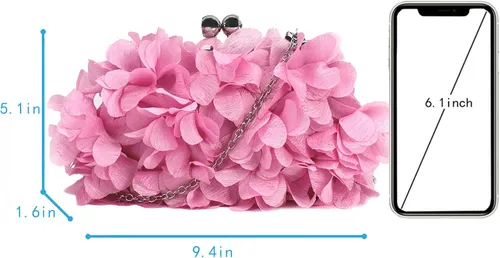 Miniatura 3 de Buddy - Bolso de mano de satén suave para mujer, con forma de rosa, para boda, fiesta