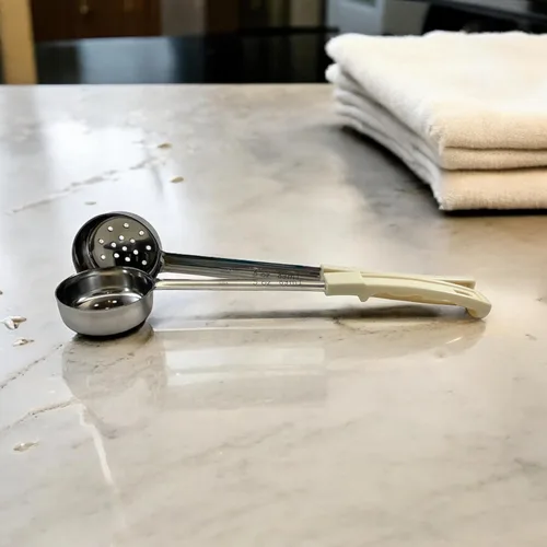 Miniatura 8 de Cuchara ranurada de acero inoxidable para control de porciones de 3 onzas para medir y servir; cucharas de grado comercial (paquete de 12)