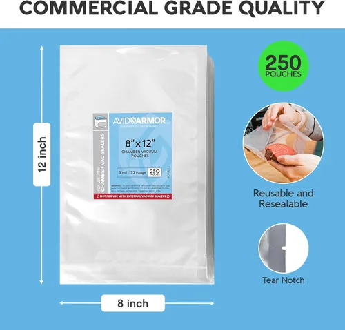 Miniatura 6 de Avid Armor Bolsas selladoras al vacío de cámara, resistentes, sin BPA, bolsas de vacío precortadas para conservación de alimentos, almacenamiento