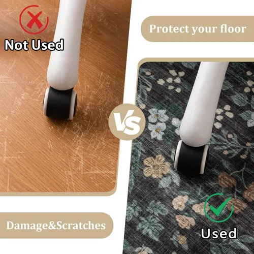 Miniatura 4 de chakme Tapete para suelo de madera dura con respaldo antideslizante para usar con escritorios de computadora/sillas deslizantes de oficina, lavable