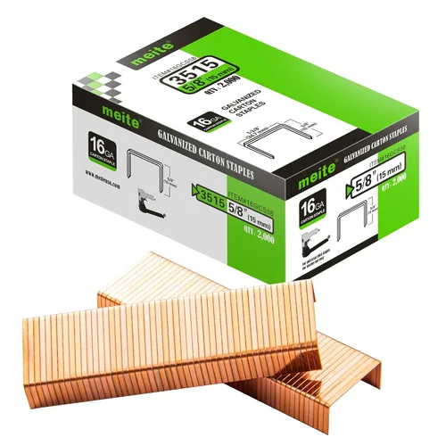 Miniatura 15 de meite 16GCS34 Calibre 16 1-3/8" Corona 3/4" Longitud Cobre Recubierto Cartón Cierre Grapas para Neumática y Manual 1600 PCS/Caja (1 Caja)