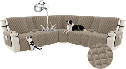 Miniatura 67 de Arfntevss Fundas para sofá seccional reclinable para sofá seccional en forma de L, funda antideslizante lavable para sofá reclinable con forma de L