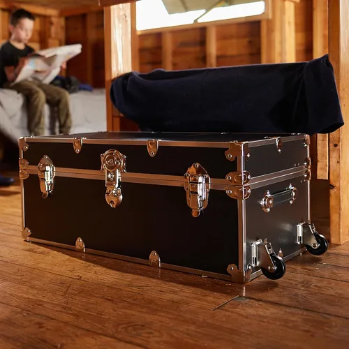 Miniatura 8 de Rhino Trunk & Case Maletero grande con ruedas extraíbles y bandeja de madera dura, camarero de campamento de verano, baúl universitario, baúl