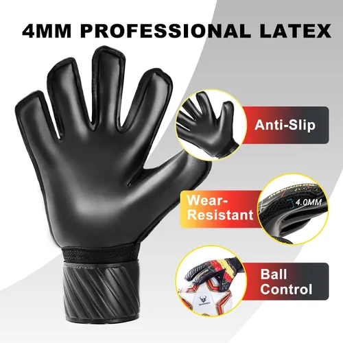 Miniatura 4 de Guantes de portero de fútbol – Nivel profesional de agarre superior, protección mejorada para los dedos, transpirables y duraderos comodidad