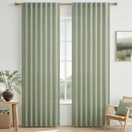 Miniatura 20 de Cortinas translúcidas de lino beige blanco de 84 pulgadas de largo, 2 paneles, cortinas modernas con filtrado de luz y privacidad, riel de techo