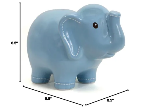 Miniatura 7 de Child to Cherish Alcancía de elefante cosido de cerámica, azul