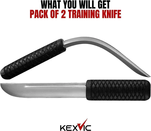 Miniatura 2 de Cuchillo de goma falso, paquete de 2 – Arma profesional de entrenamiento de artes marciales de autodefensa MMA