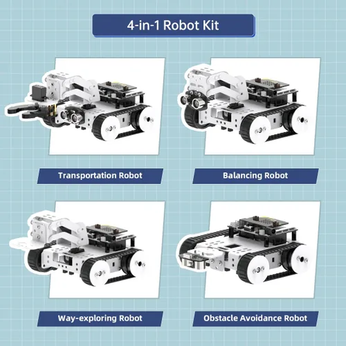 Miniatura 4 de Qtruck - Robot inteligente 4 en 1 para programación Micro:bit V2, proyecto STEM, kit de robot educativo, auto tanque rastreado para principiantes
