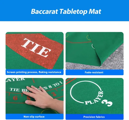 Miniatura 3 de GSE Games & Sports Expert 36" x 72" Casino Layout Felt, Professional Casino Tabletop Mat for Parties, Casino Poker Game Night