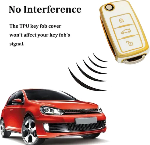 Miniatura 4 de Funda para llavero VW de TPU suave compatible con VW Volkswagen Jetta Passat Golf Beetle Rabbit GTI CC EOS Accesorios con llavero