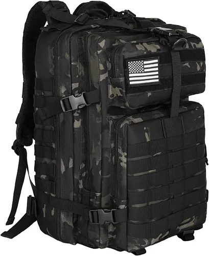 Miniatura 10 de WOLT Mochila táctica para hombres 45L, mochila militar grande de 3 días, mochila de asalto Molle Rucking mochila senderismo supervivencia, negro