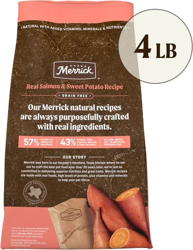 Miniatura 10 de Merrick Alimento seco para perros adultos sin cereales de primera calidad, saludable y natural, croquetas con salmón real y batata, bolsa de 4.0