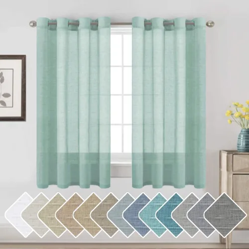 Miniatura 83 de H.VERSAILTEX Cortinas de 96 pulgadas de largo, cortinas de lino/cortinas transparentes de mezcla de lino natural/paneles/cortinas para sala