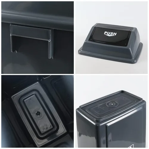 Miniatura 3 de Kekow Paquete de 4 cubos de basura de plástico con tapa, cubo de basura GraySwing Top, 13 galones Swing Top Lid Design, Durable Plastic