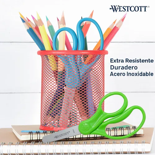 Miniatura 10 de Westcott Tijeras para niños de mango duro de 5 pulgadas, romas, colores surtidos, paquete de 2