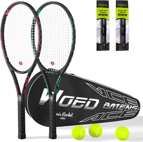Raqueta de tenis profesional para adultos, 2 jugadores de 27 pulgadas, raqueta de tenis de velocidad aceptable para principiantes y profesionales