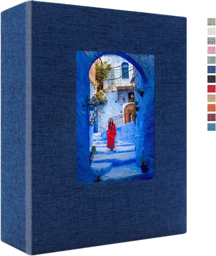 Miniatura 8 de Vienrose - Álbum de fotos de lino con 300 bolsillos de 4 x 6 pulgadas, cubierta de tela, para bodas, familias, aniversarios y bebés Azul cielo