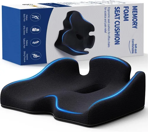 Miniatura 12 de Benazcap Cojín de Asiento con Memoria Extra Grande para Silla de Oficina Alivio de Presión Ciática y Alivio del Dolor de Coxis Almohadilla de Cóccix