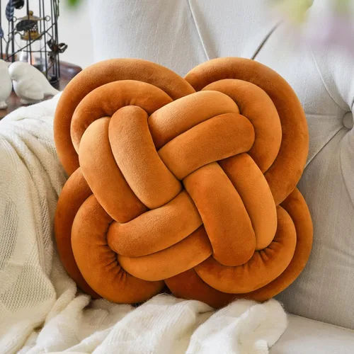 Miniatura 18 de Xuyier Bola de almohada de nudo, almohadas decorativas con tela de terciopelo para sofá cama, decoración de 12 pulgadas, cojines cuadrados anudados