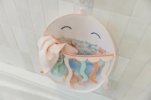 Miniatura 4 de Copper Pearl Oceana - Organizador de juguetes de baño con ventosas de malla extra grande para bañera, red de almacenamiento de juguetes de baño