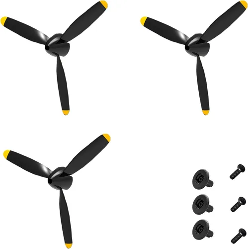 3 juegos de hélice de 3 palas con protectores de hélice y 3 adaptadores para VOLANTEXRC P51 F4U P40 BF109 Spitfire Airplane nueva versión