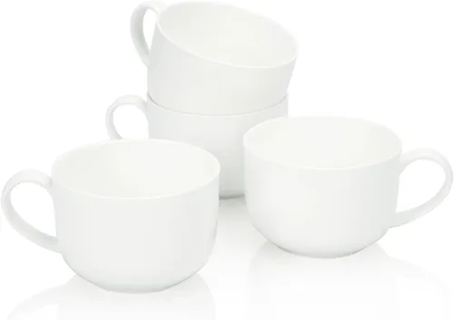 Miniatura 8 de Juego de tazas grandes de sopa con asas, 2,25 onzas, tazas de café de porcelana fina, aptas para microondas y cuencos de avena para café, té