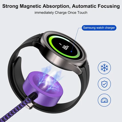 Miniatura 3 de Cable magnético de carga rápida compatible con Galaxy Watch 8/8 Classic/FE 7 Ultra/6/6 Classic/5 Pro/5/4/3/Active2,5 V 1A Adaptador de cargador