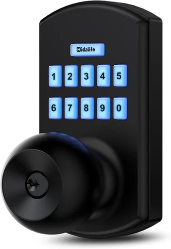 Hidalife Pomo de puerta inteligente con teclado, cerradura de puerta de entrada sin llave para puerta delantera, modo de paso fácil, código único,