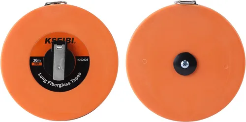 Miniatura 9 de KSEIBI 302910 cinta métrica de fibra de vidrio larga con impresión doble cara en pulgadas/métrica para trabajo de construcción (66 pies / 20 m)