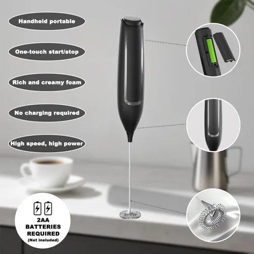 Miniatura 2 de Espumador de leche con batería de mano, varita silenciosa para espumador de café eléctrico, mezclador de bebidas para café, café con leche