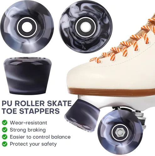 Miniatura 4 de Paquete de 8 ruedas de 32 x 58, 82 A con rodamiento instalado y 2 topes de punta para patinaje de doble fila, accesorios de repuesto adecuados