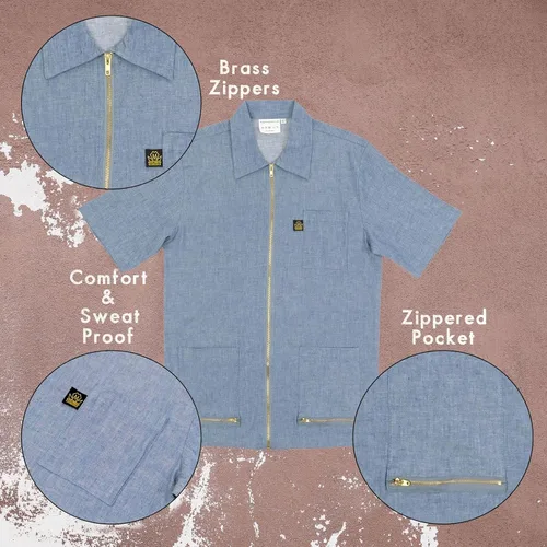 Miniatura 2 de King Midas Empire Boroughs Barber Jacket - Aspecto único de peluquería - Ajuste cómodo, Azul