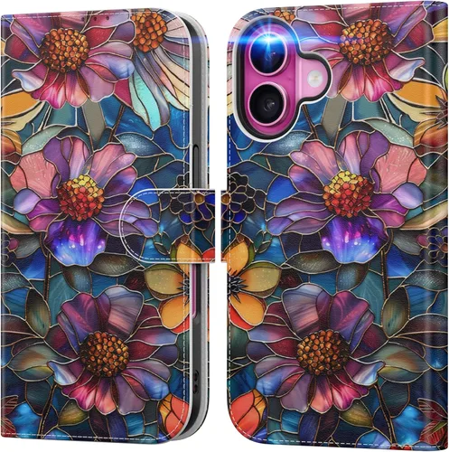 Miniatura 64 de DEENAKIN Funda tipo cartera para iPhone 15 con tarjetero + clip para efectivo, bloqueo RFID, protección contra caídas de grado militar y obras