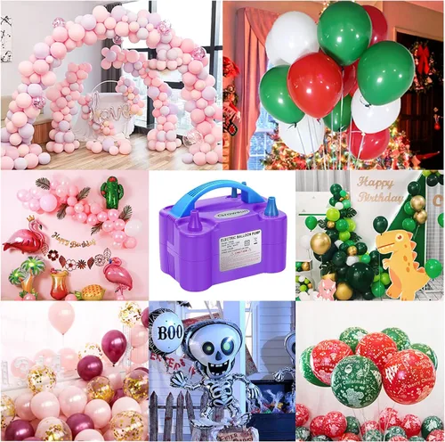 Miniatura 6 de Growsun Bomba Eléctrica de Globos Inflador de Aire Portátil Automático de Doble Boquilla Soplador de Globos 110V 600W para Cumpleaños Baby Shower